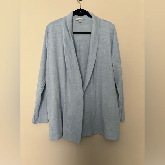 Haven Well Within Marled Open Cardigan SZ XL Light Blue Ribbed Sleeves Flawed - Picture 1 of 10